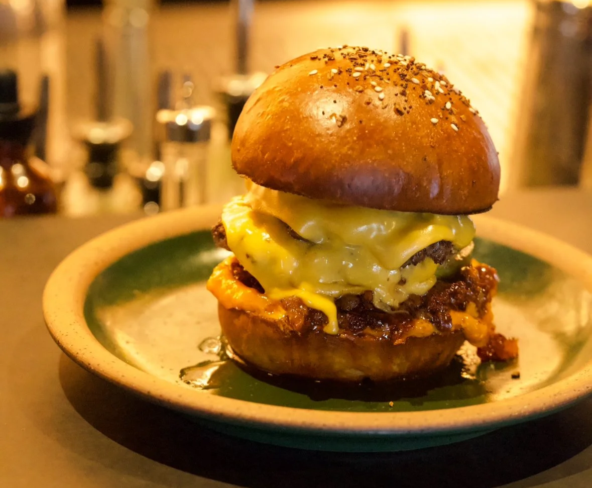 double cheese smashburger with homemade bun