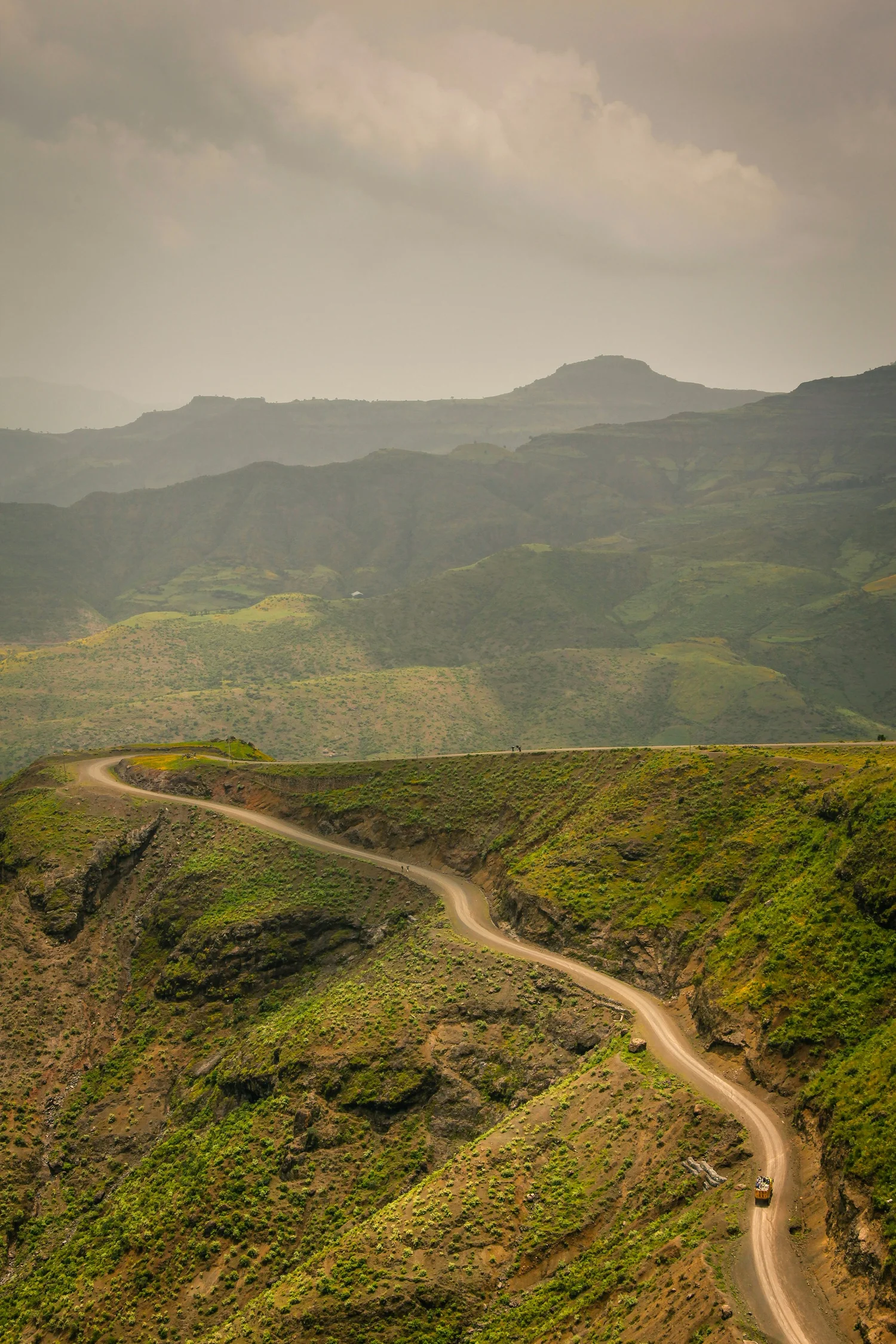 Winding mountain road through the Ethiopian highlands