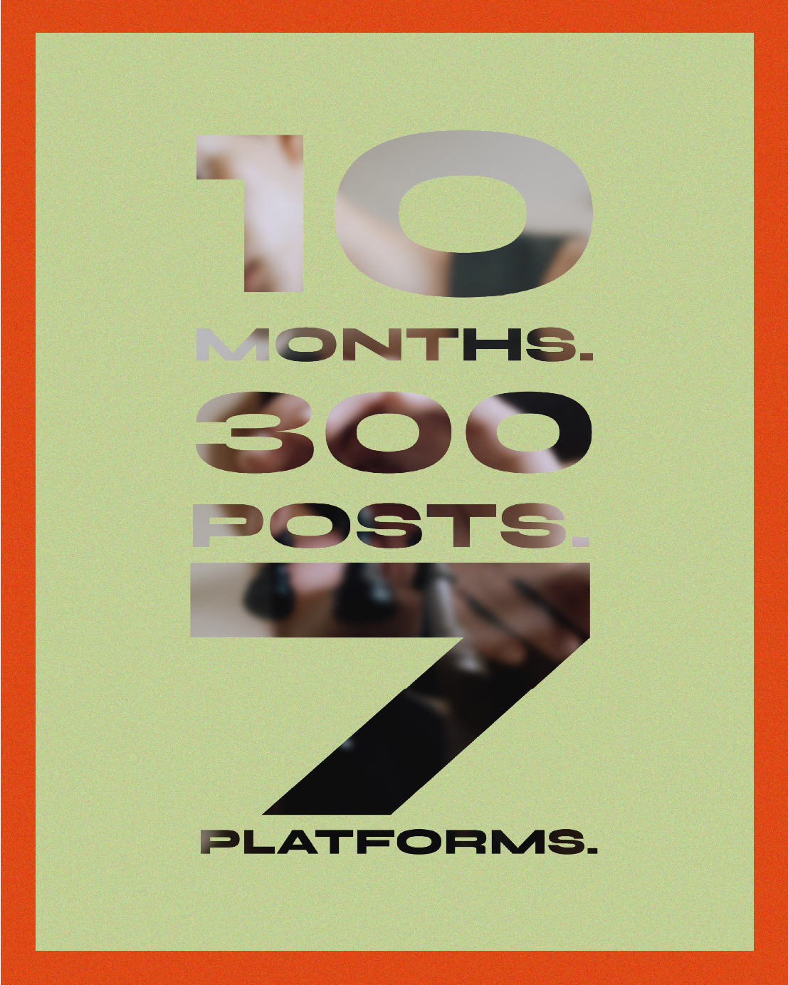 Graphic reading "10 months. 300 posts. 7 platforms." Research scope from PILLAR's audience analysis for the Center for Public Justice.