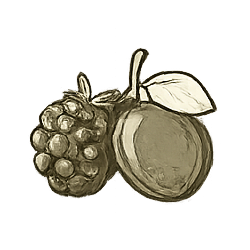 A bunch of grapes with an apple and a leaf.