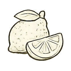Sketch of a lemon with a lemon wedge