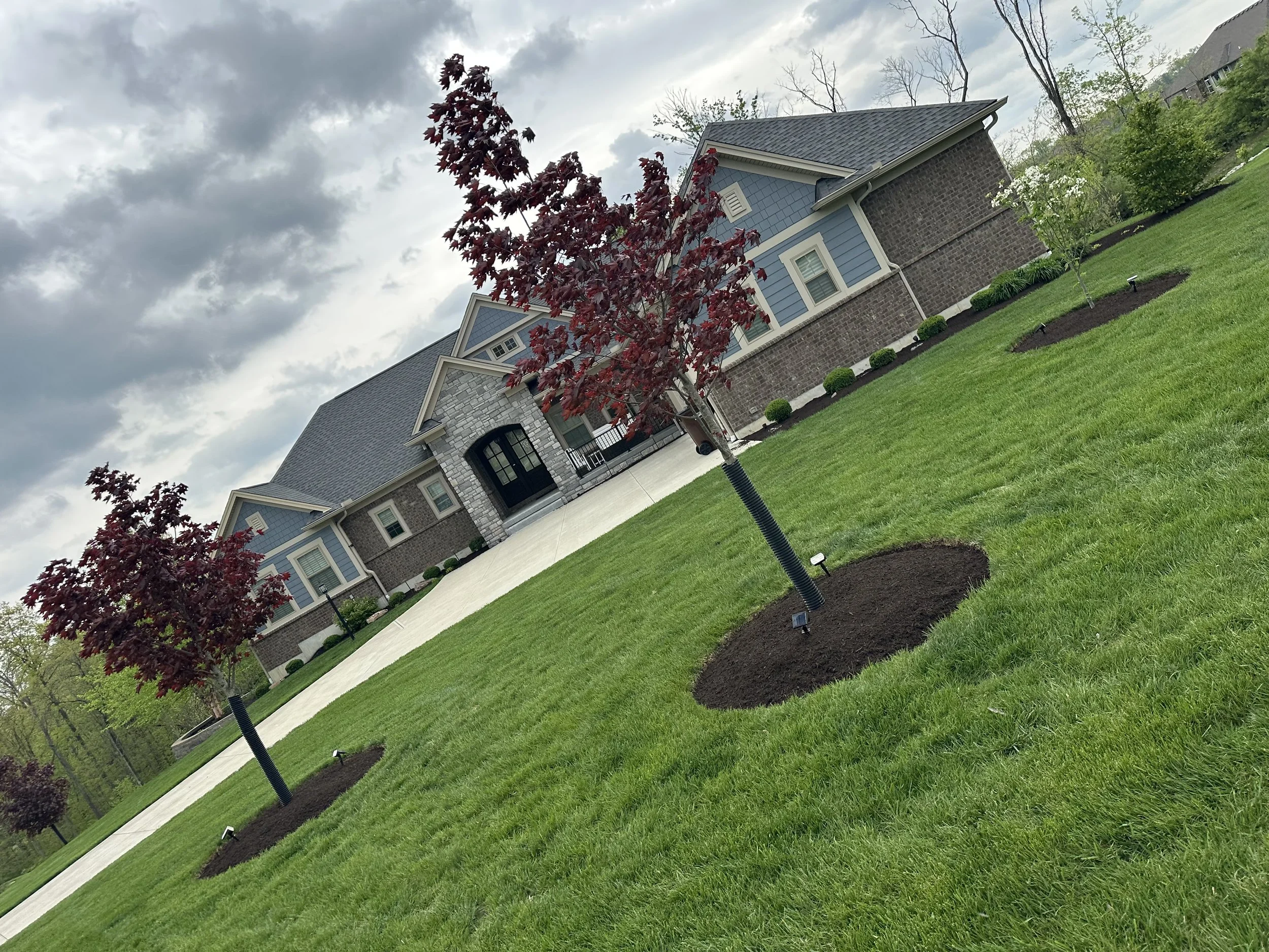 Professional lawn maintenance and turf care for a Crangle Outdoor commercial client in Northeast Ohio