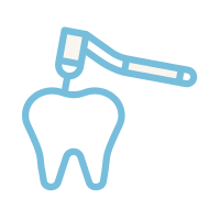 Tooth with a toothbrush above it