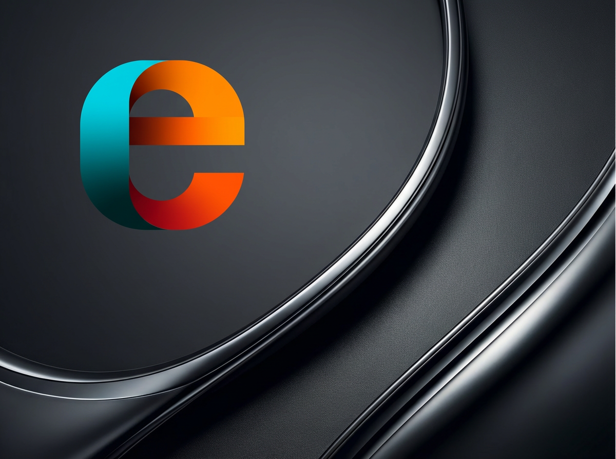 Close-up of a smartphone screen displaying the Microsoft Edge logo, with a black textured surface and sleek metallic edge.