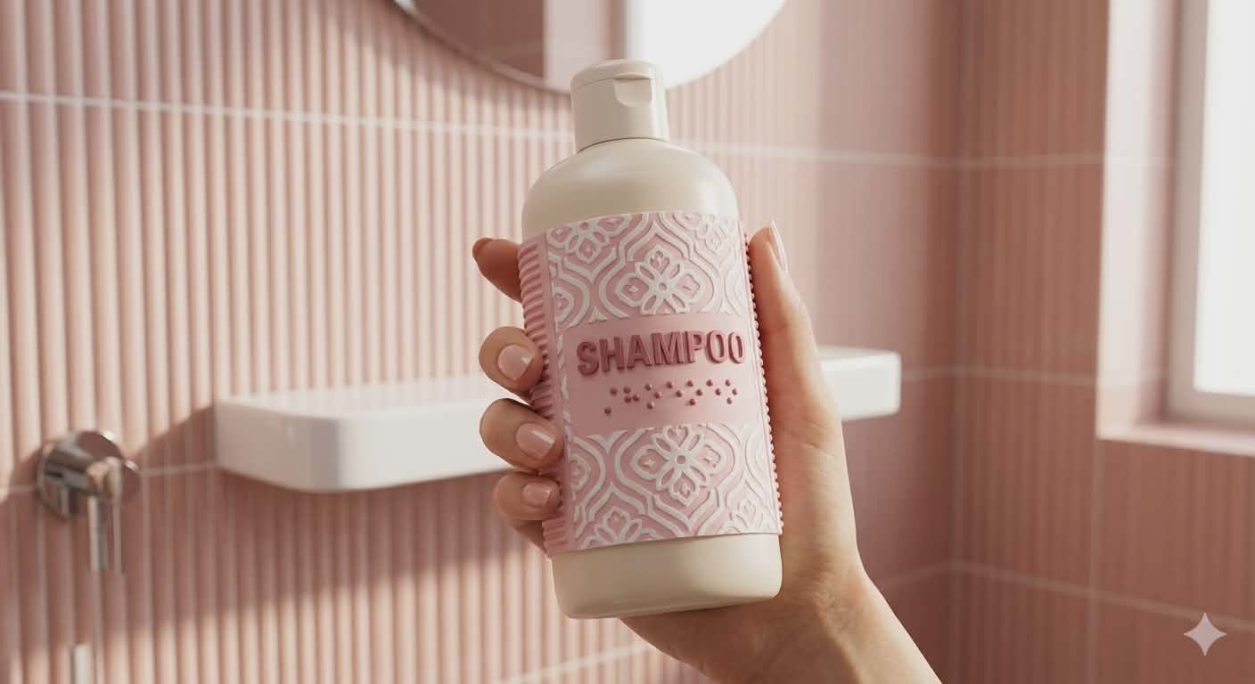 Shampoo & conditioner large font braile sleeve