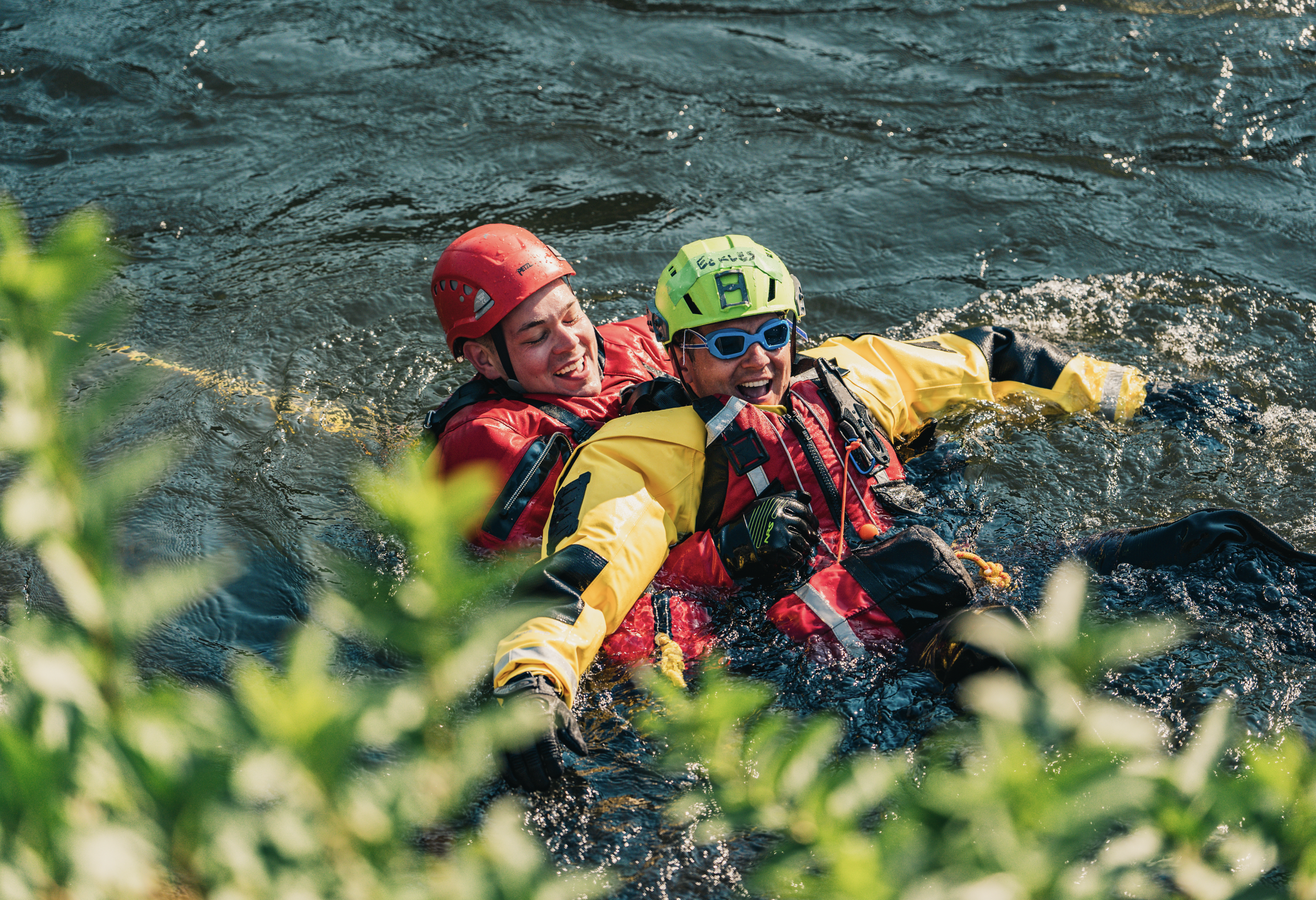 All smiles at the swift water rescue in the Provo River