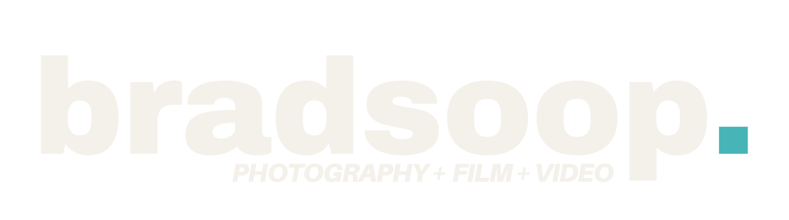 Bradsoap logo with text 'Photography + Film + Video'