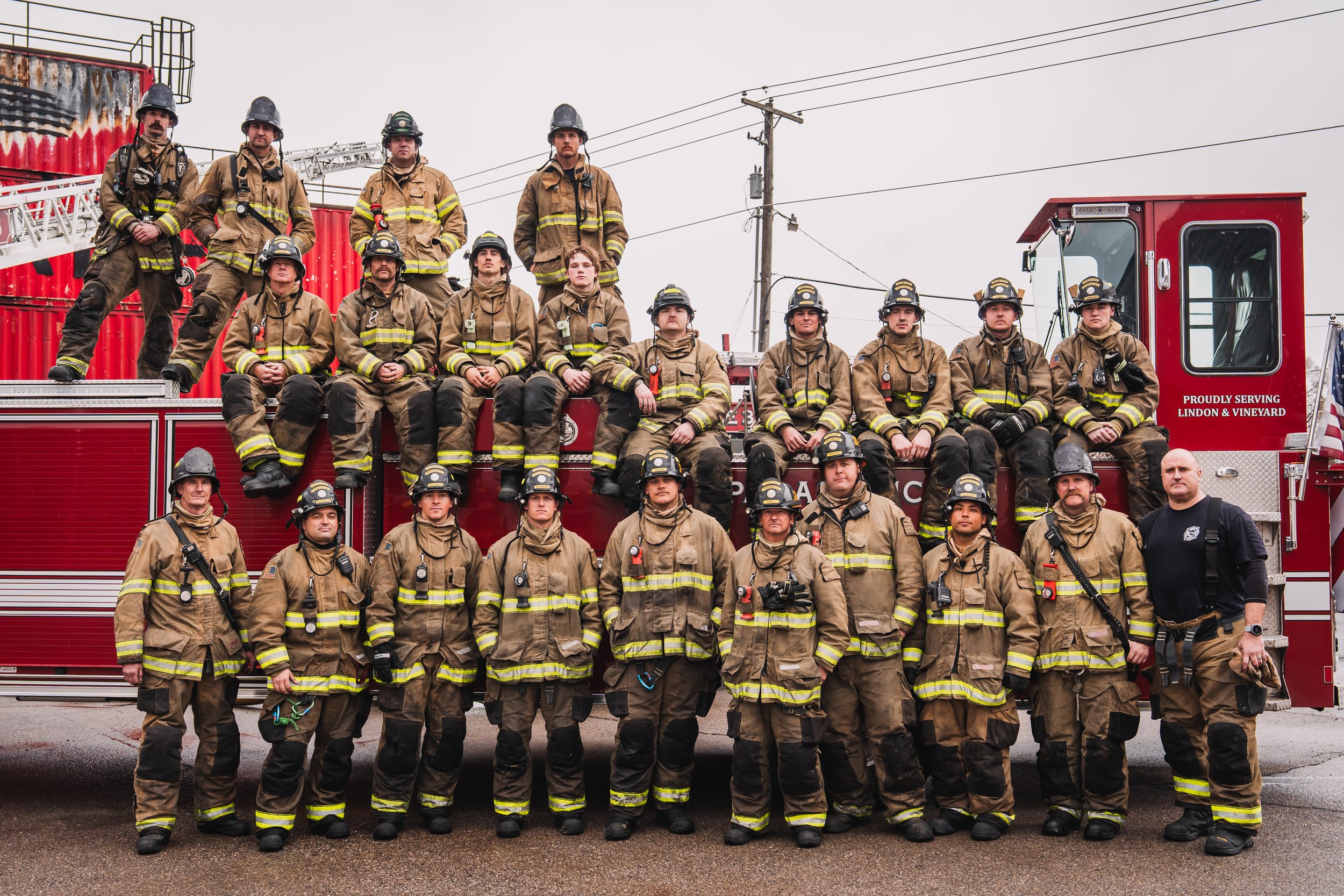 A group photo of recruit class of Orem firefighters