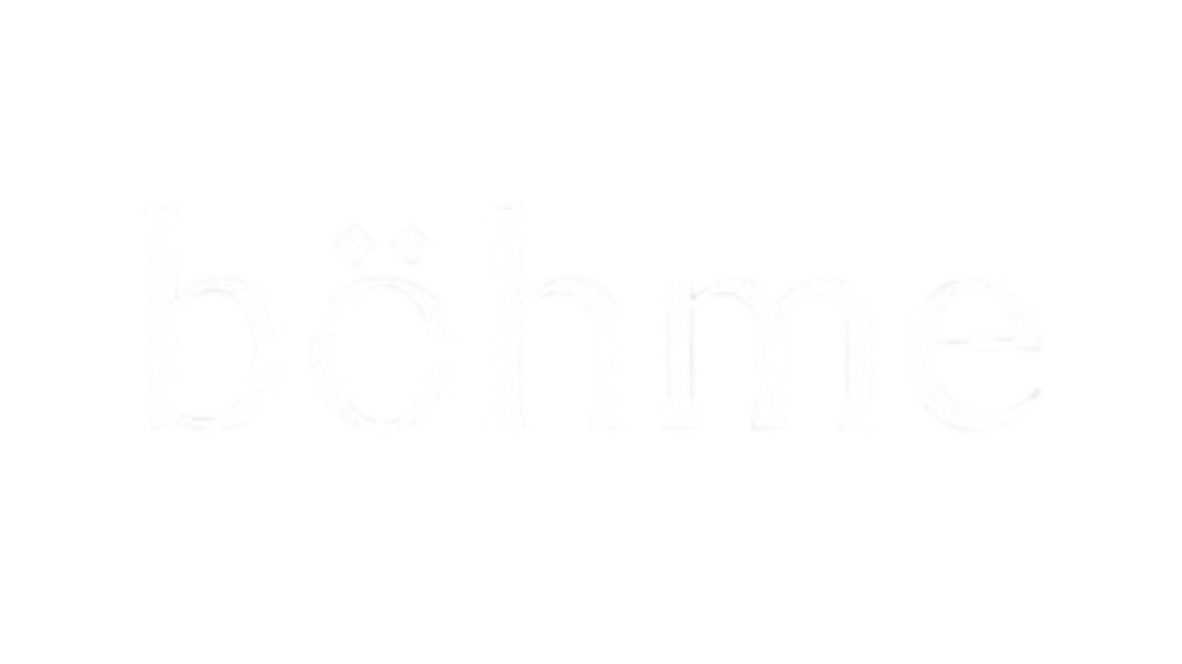 The word 'böhme' written in white lowercase letters with two small diamond shapes above the letter 'o', all set against a black background.