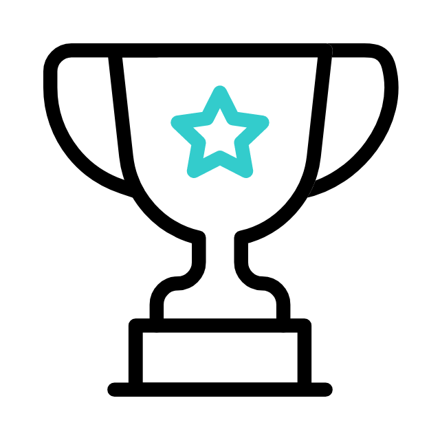 Illustration of a trophy with a star in the center.