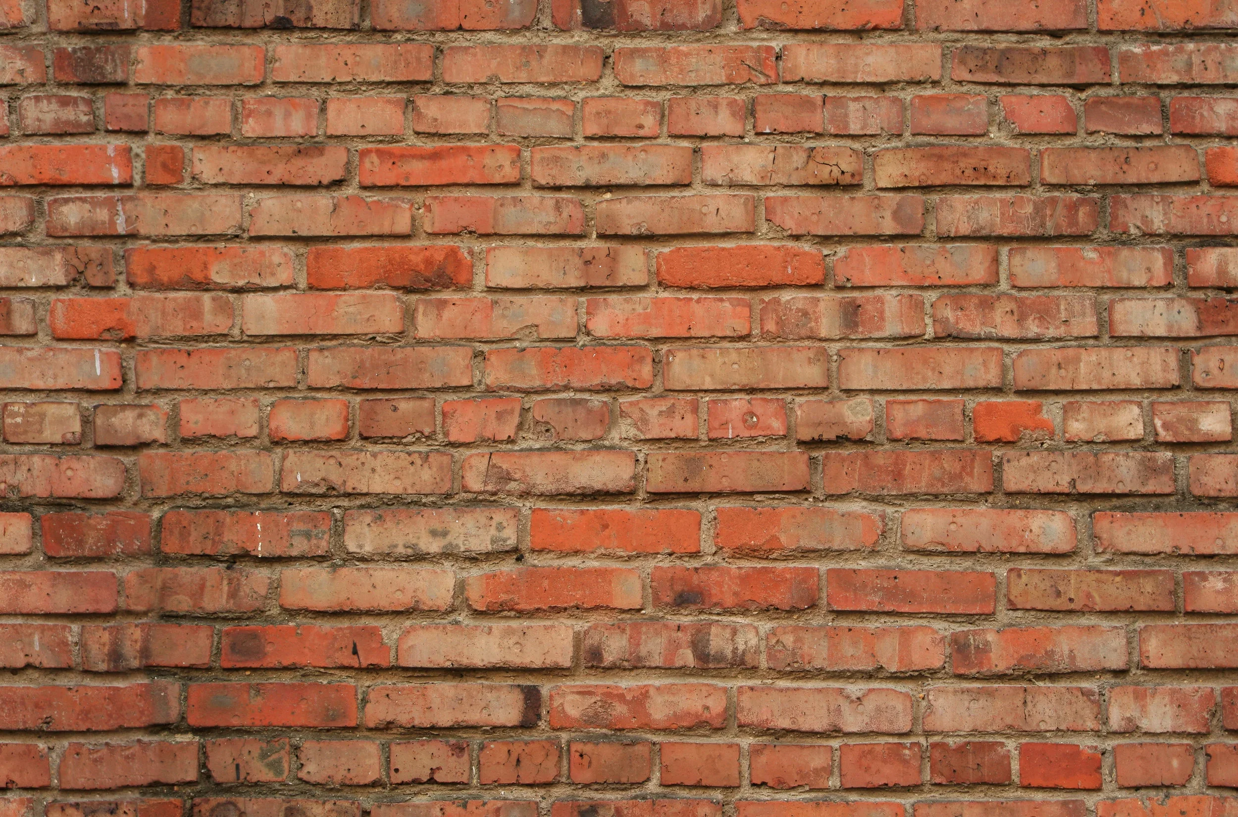 A close-up view of a red brick wall with mortar in between the bricks.