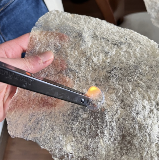 Using fire to blend the material