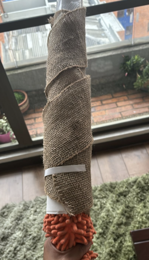 Material wrapped to achieve the twist shape