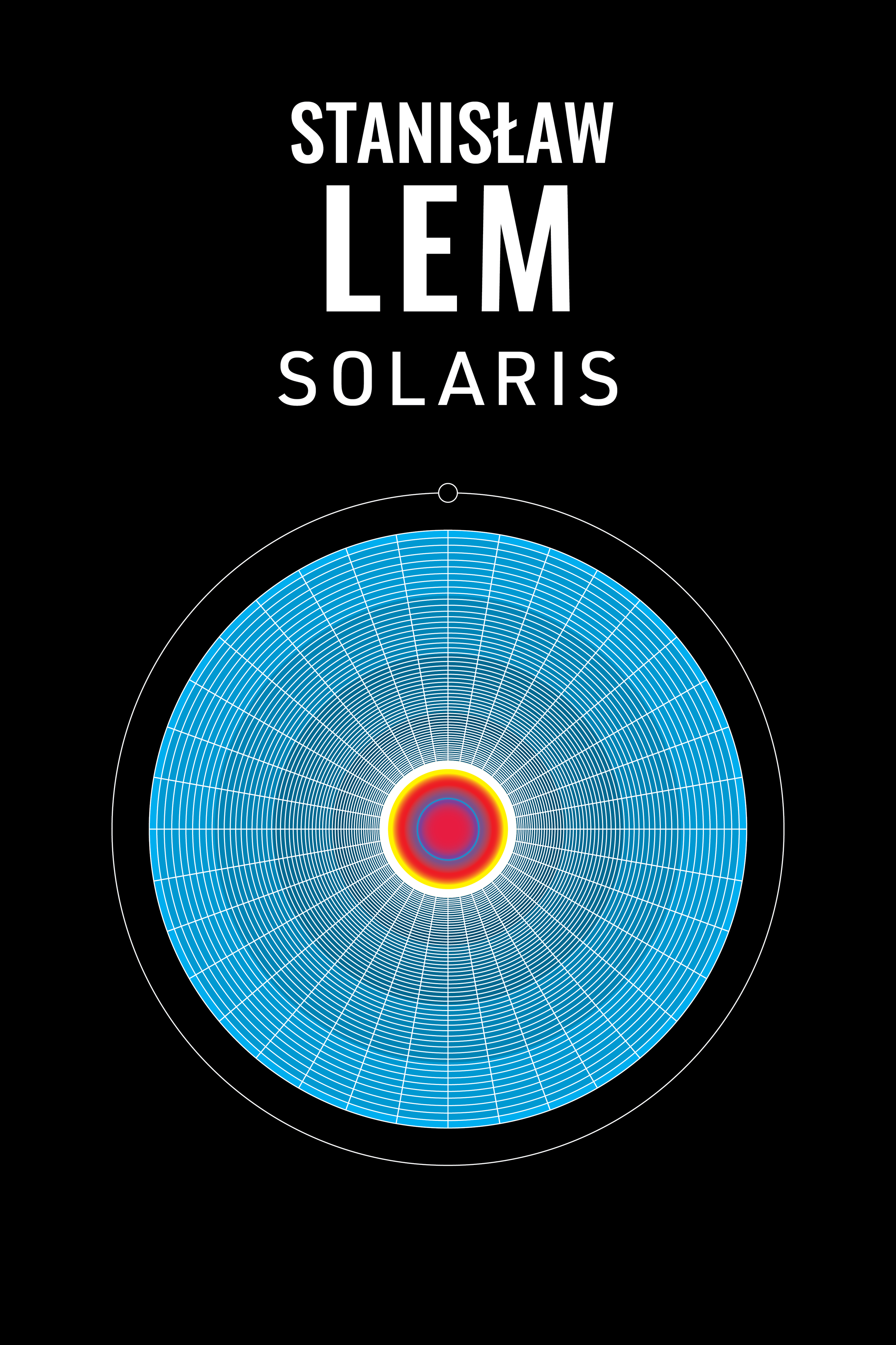 Cover of a book titled 'Stanislaw Lem Solaris' with a circular, colorful, radar-like graphic on a black background.