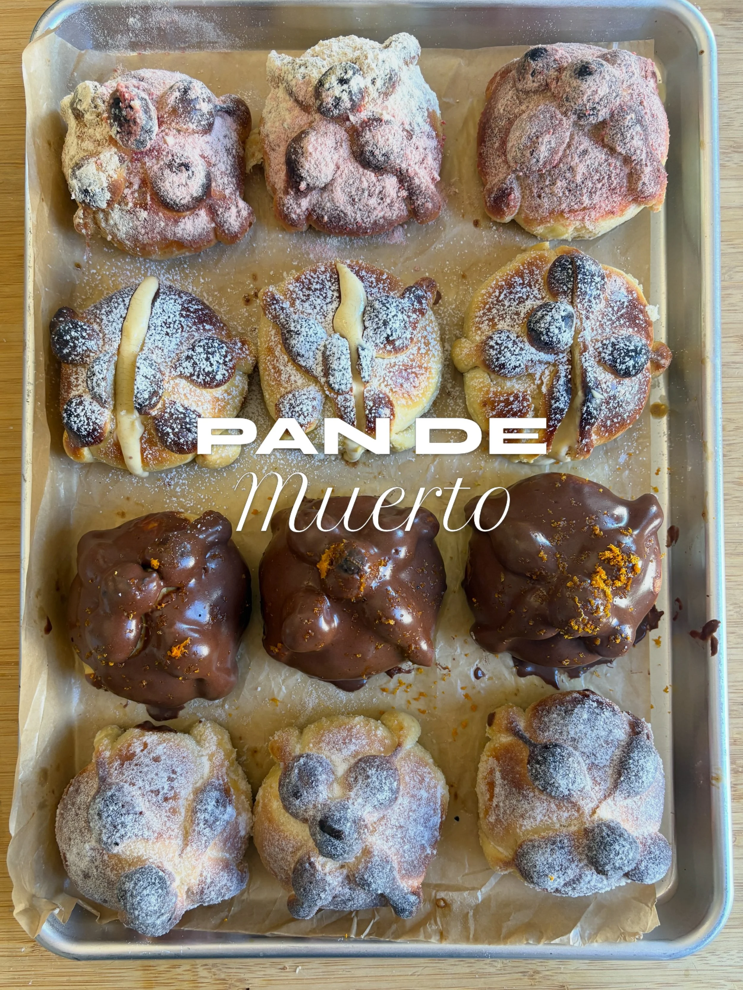 PAN DE MUERTO 

SABORES/FLAVORS
Fresa-Mazap&aacute;n
Diplonata (relleno con crema diplom&aacute;tica a sabor a nata)
Chocolate y Naranja 
Classico 

#fyp #reels #explore #pandemuerto #baking