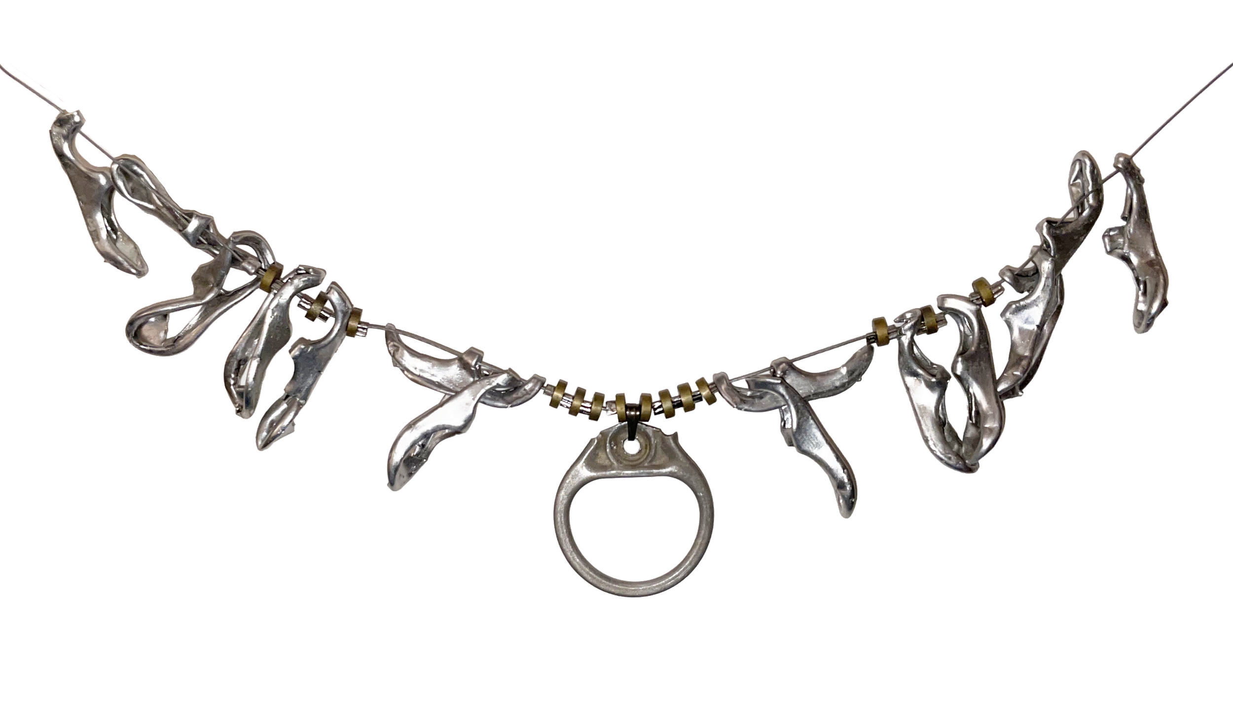 Can tab necklace (2023) Can tabs, metal beads, wire, found and salvaged materials