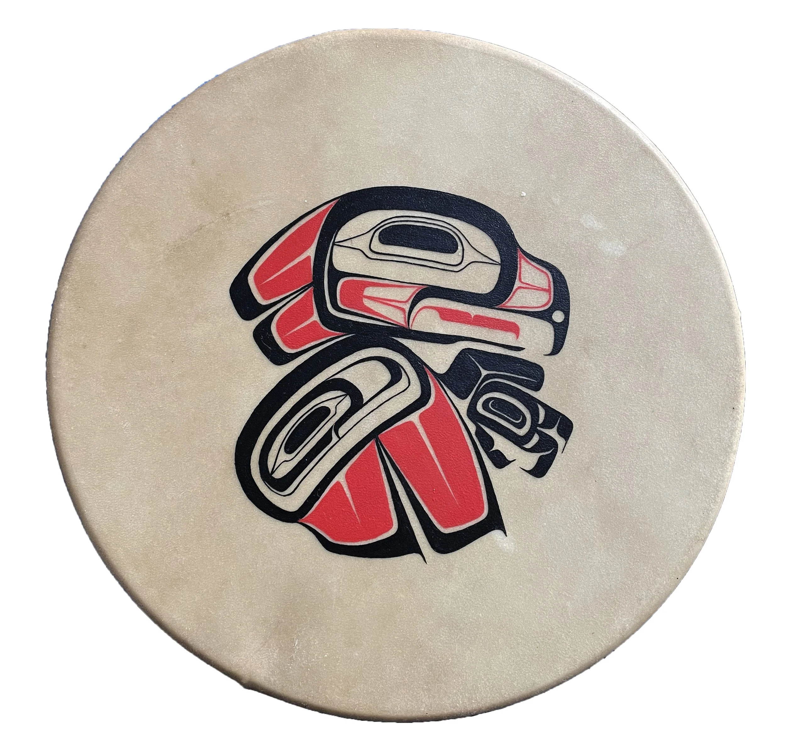 Elk hide drum (2024) Elk hide, wood frame, acrylic paint