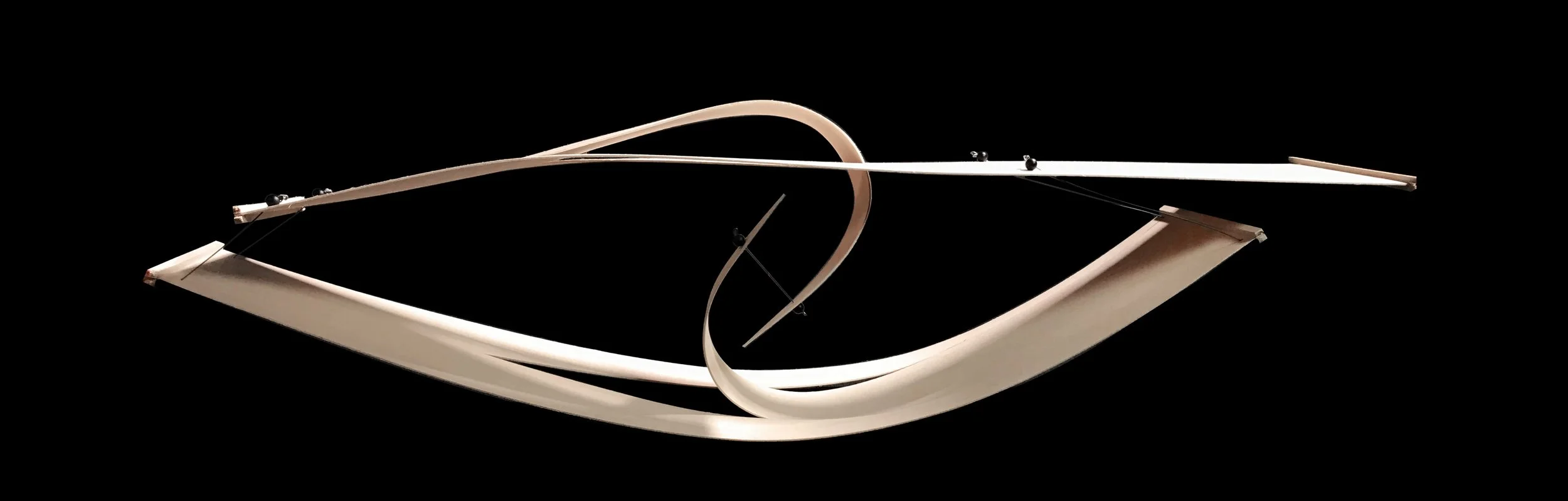 Balsawood tensegrity abstract (2023) Balsawood, piano wire, adhesive