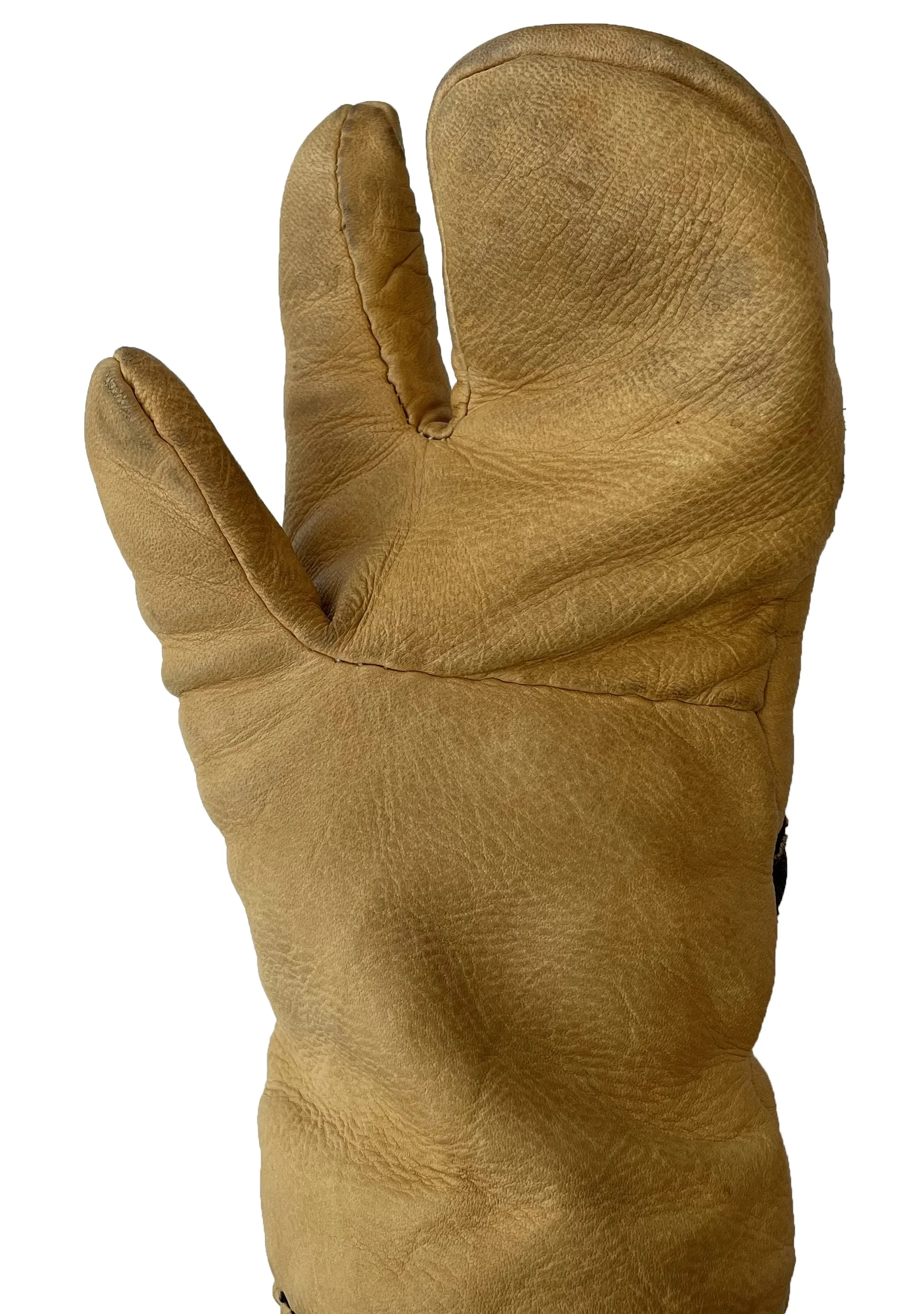 Handsewn trigger finger mittens (2025) Deer leather, cotton thread