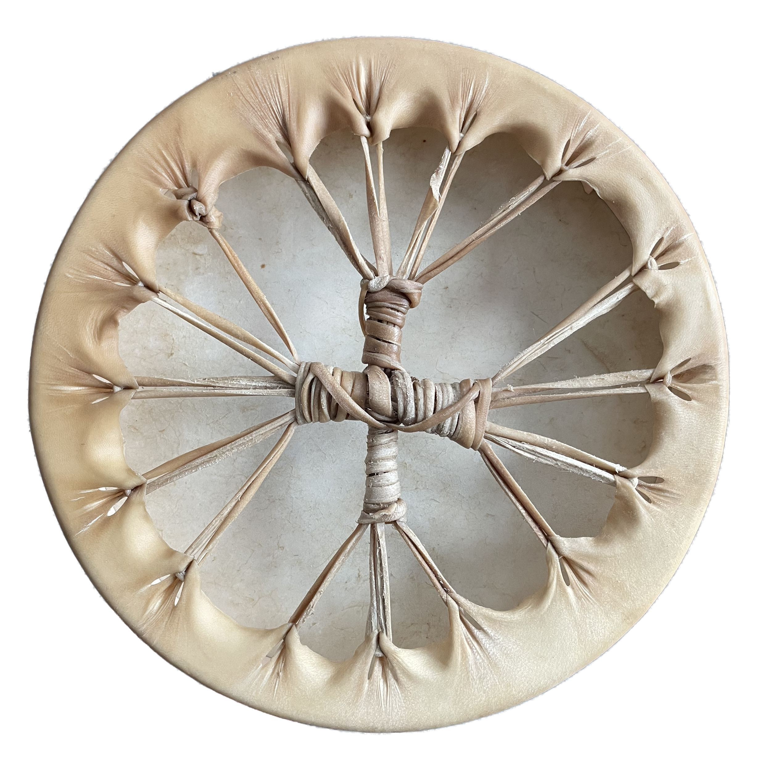 Elk drum (2024)  Elk leather, wood frame, acrylic paint