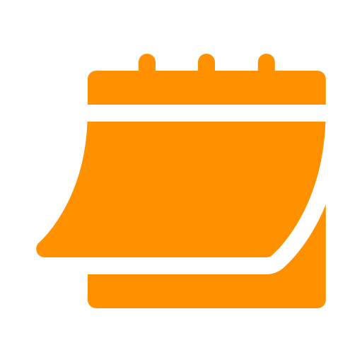 Icon of a desk calendar with pages flipping.