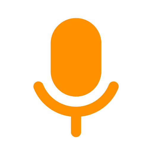 Icon of a microphone in orange and black.