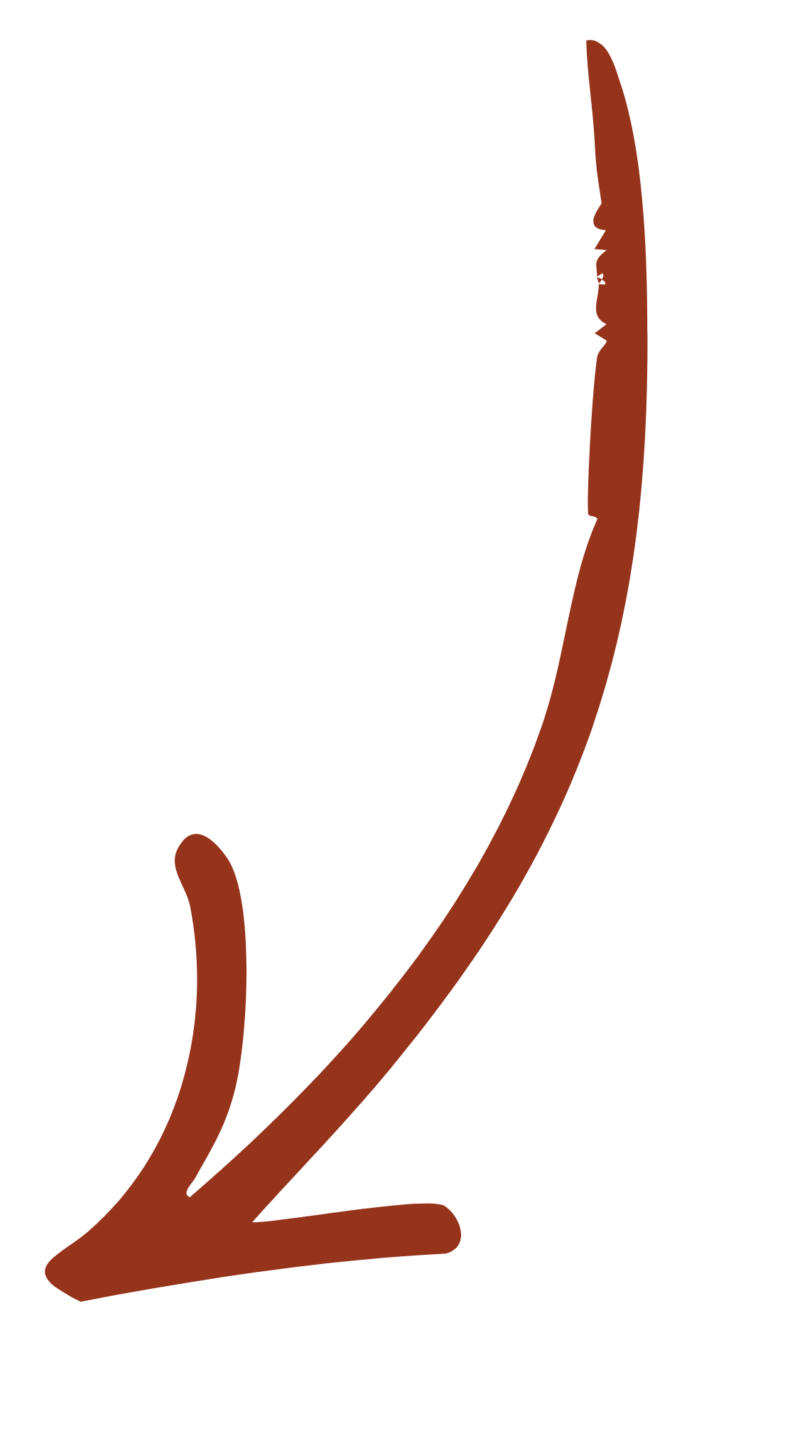 Black number 2 with a thick brown downward pointing arrow on a black background.