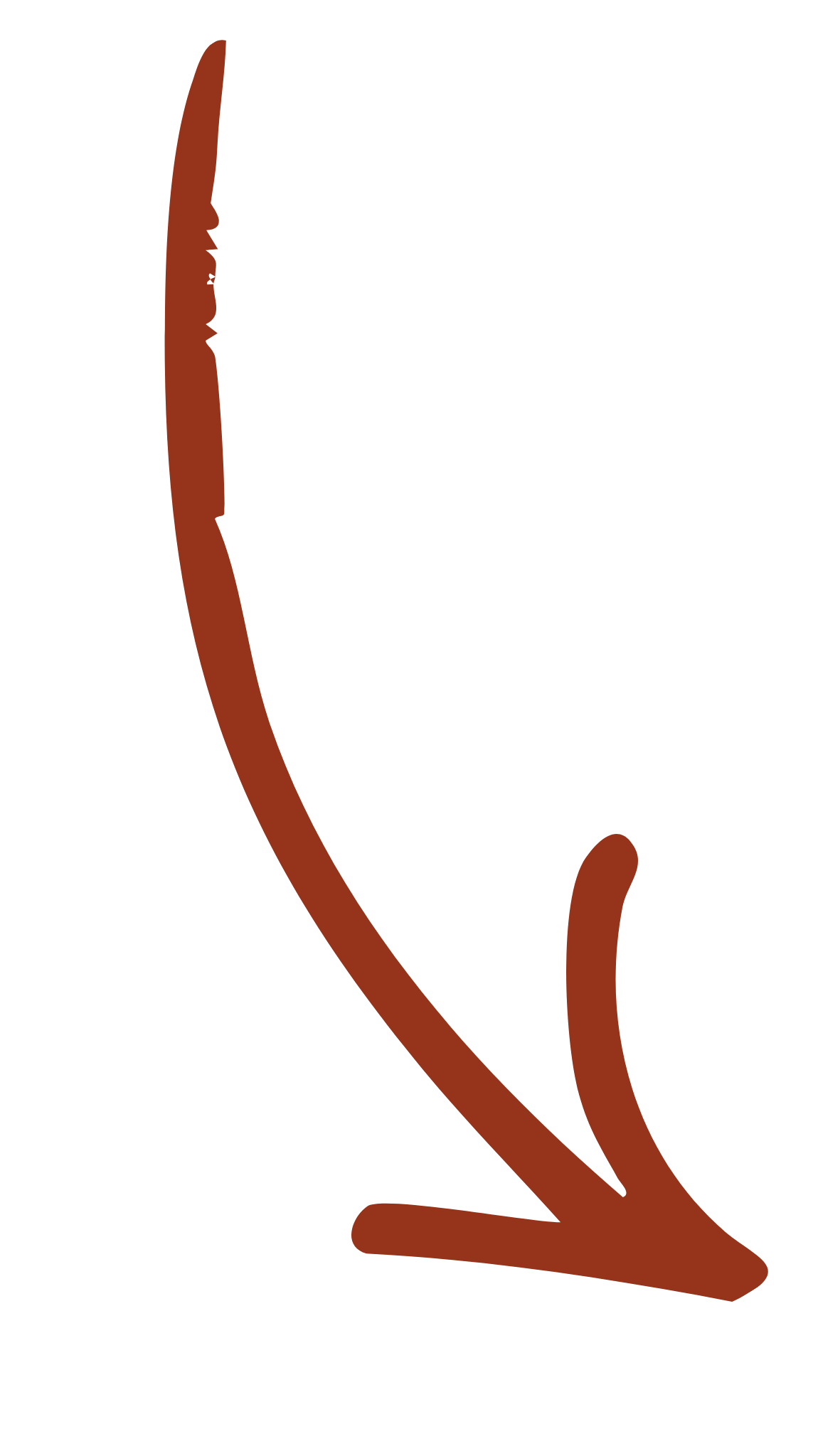 A black background with a large reddish-brown arrow pointing down and to the right.