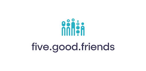 Logo with five stylized blue human figures above the text 'five.good.friends'.