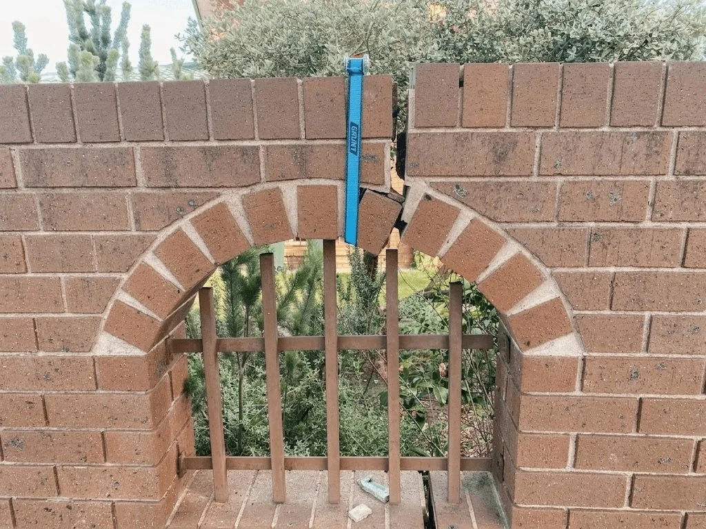 Crumbling decorative arch brickwork stabilised and repaired Park Orchards Melbourne