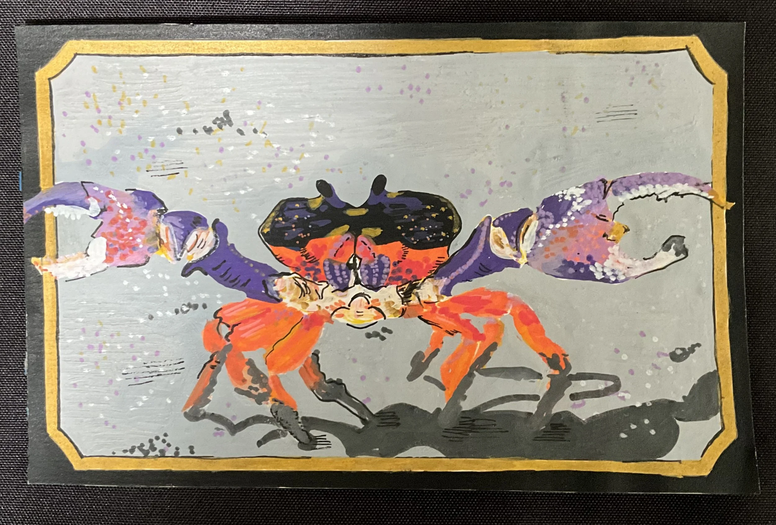 “Halloween Moon Crab” 
Medium: Acrylic paint pens 
Spring 2026 