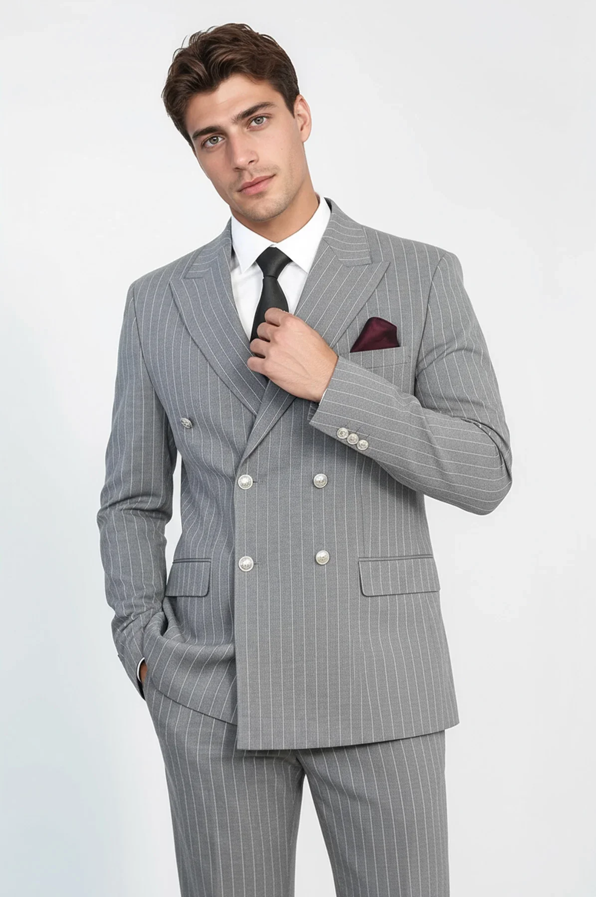 Men's Pinstripe Double-Breasted Suit