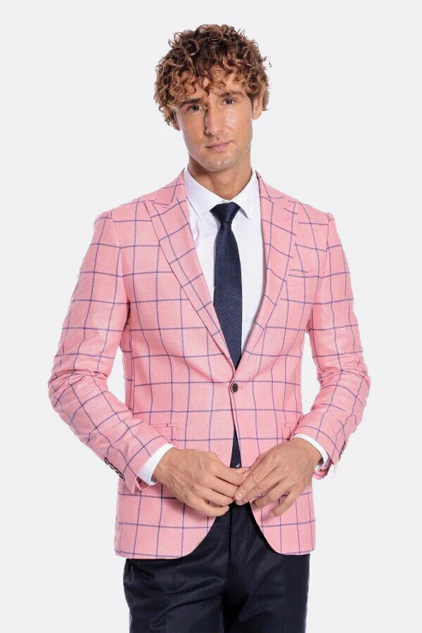Pink Check Pattern Blazer