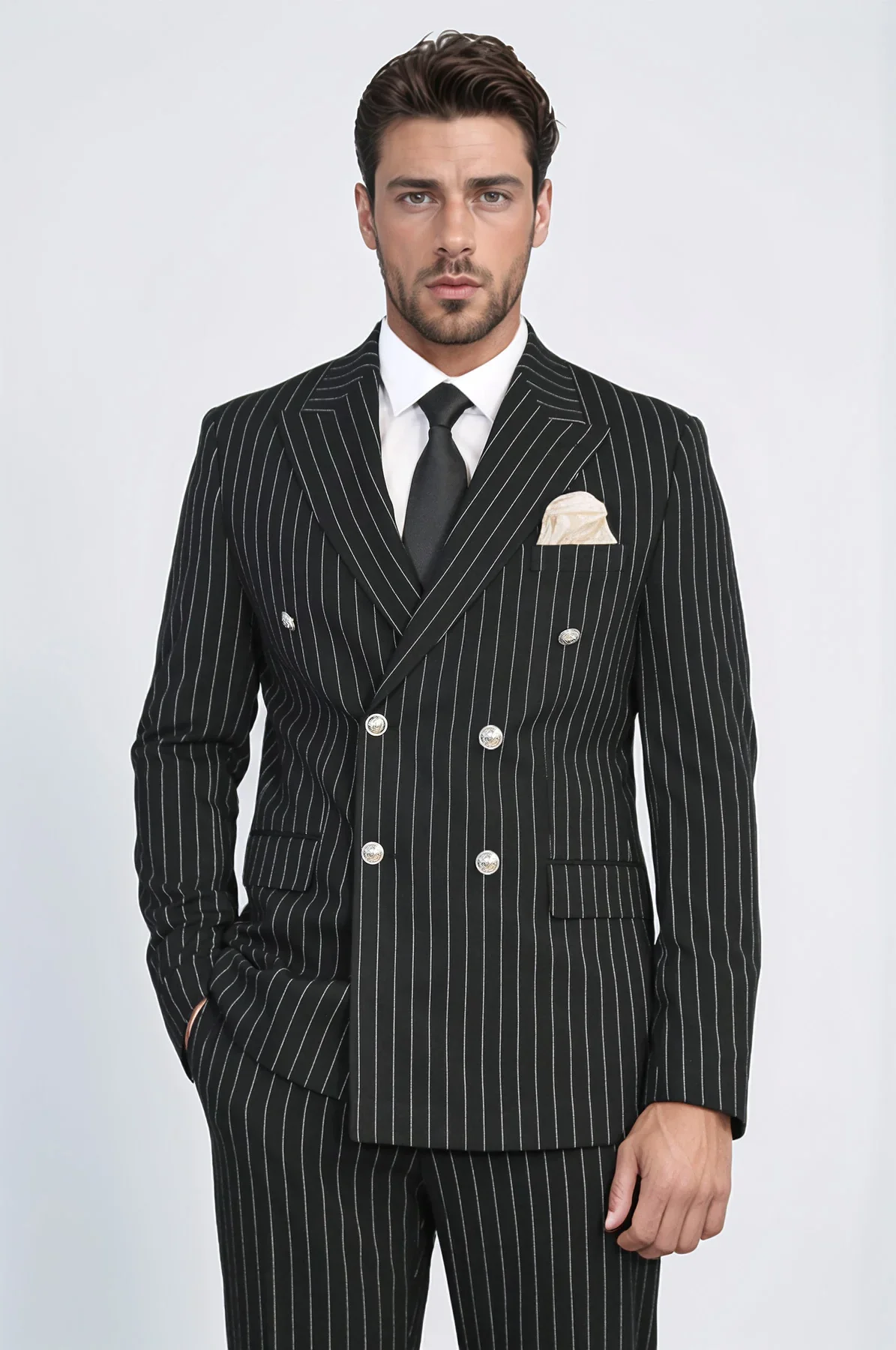 Classic Pinstripe Double-Breasted Suit