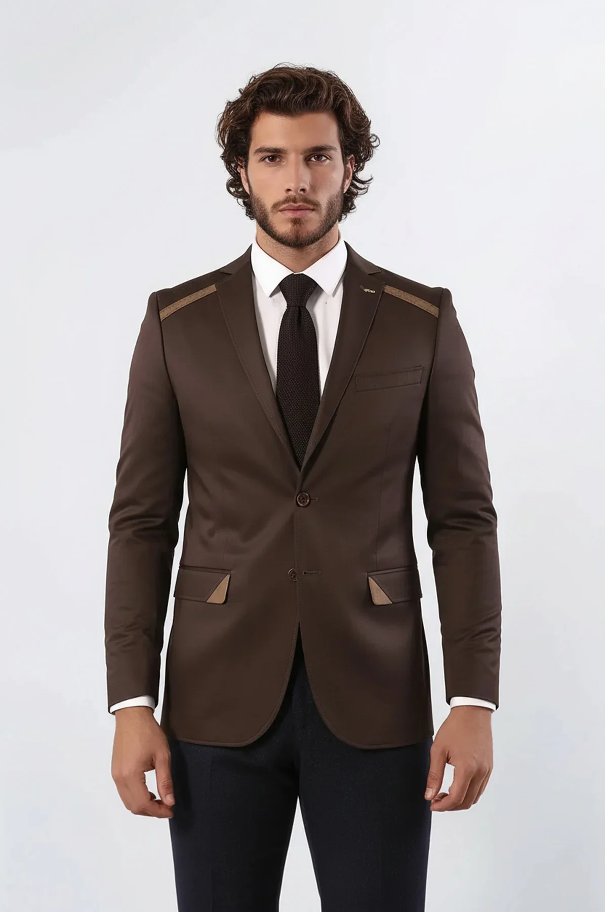 Elegant Brown Formal Blazer