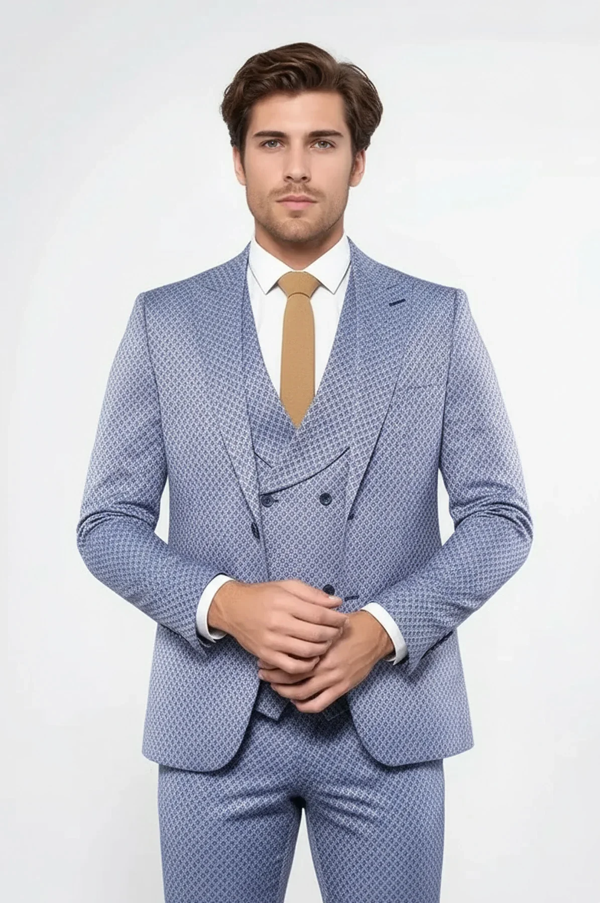 Exquisite Three-Piece Patterned Suit