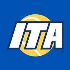 ITA logo with blue background, yellow and white circular elements.