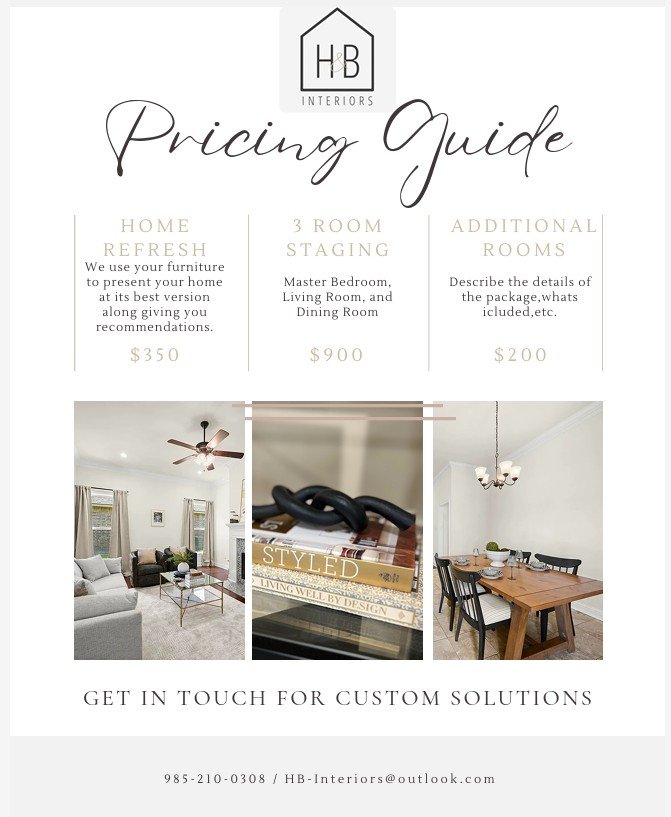 H&B Interiors LLC Pricing Guide