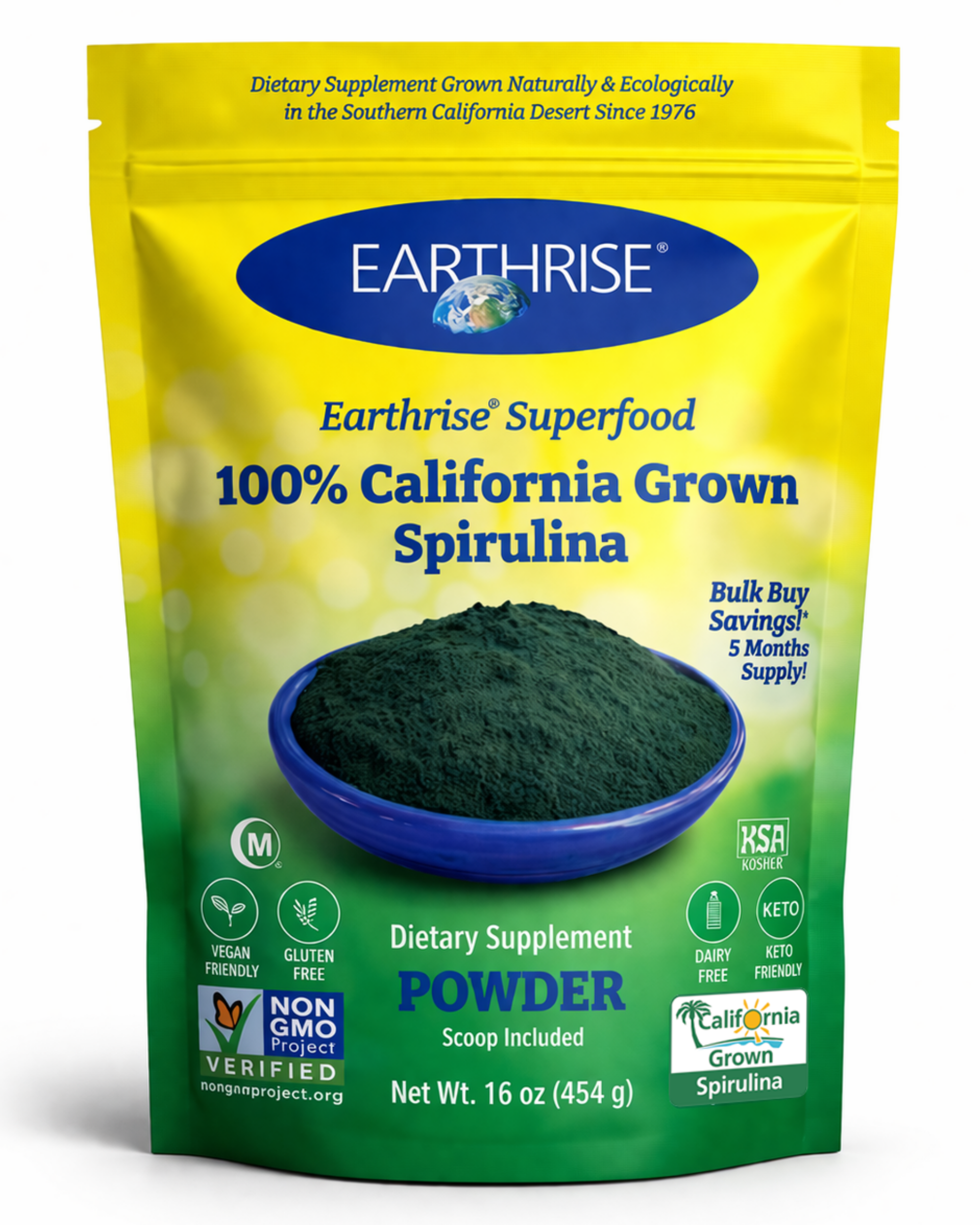 100% California Grown Spirulina Powder - 1 lb bag