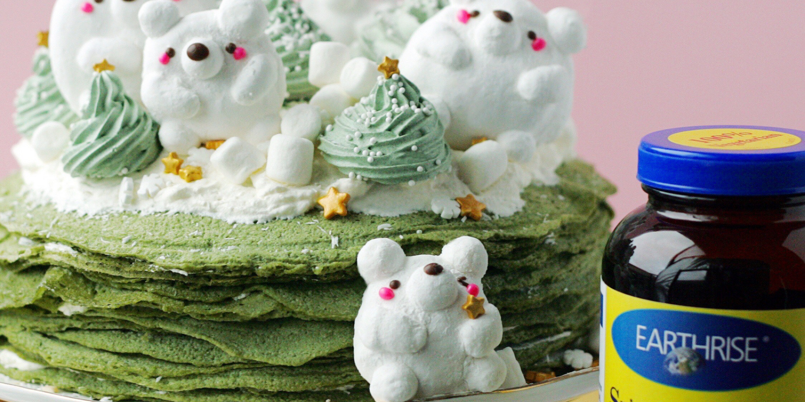 Coconut Spirulina Crepe Cake