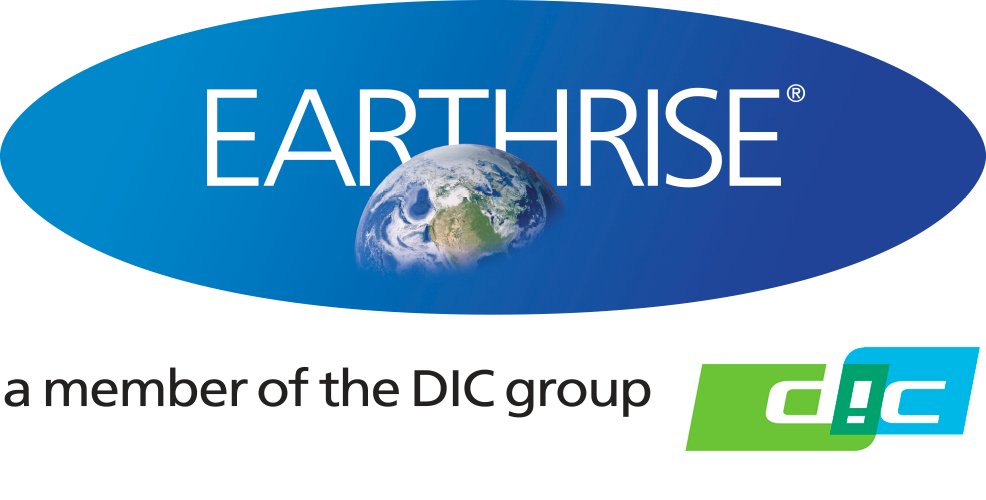 Packaging for Earthrise, a cannabis product, featuring a blue background, an illustration of Earth, and a stylized logo reading 'dc'.