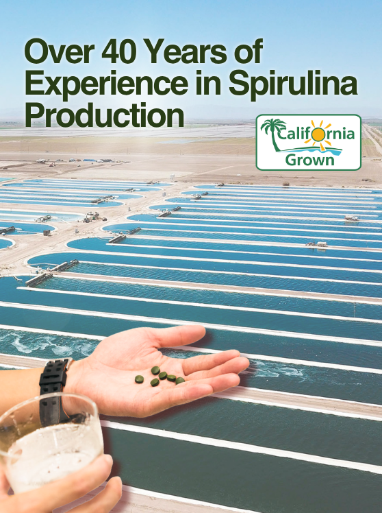 Earthrise California-grown spirulina production facility with over 40 years of cultivation experience.