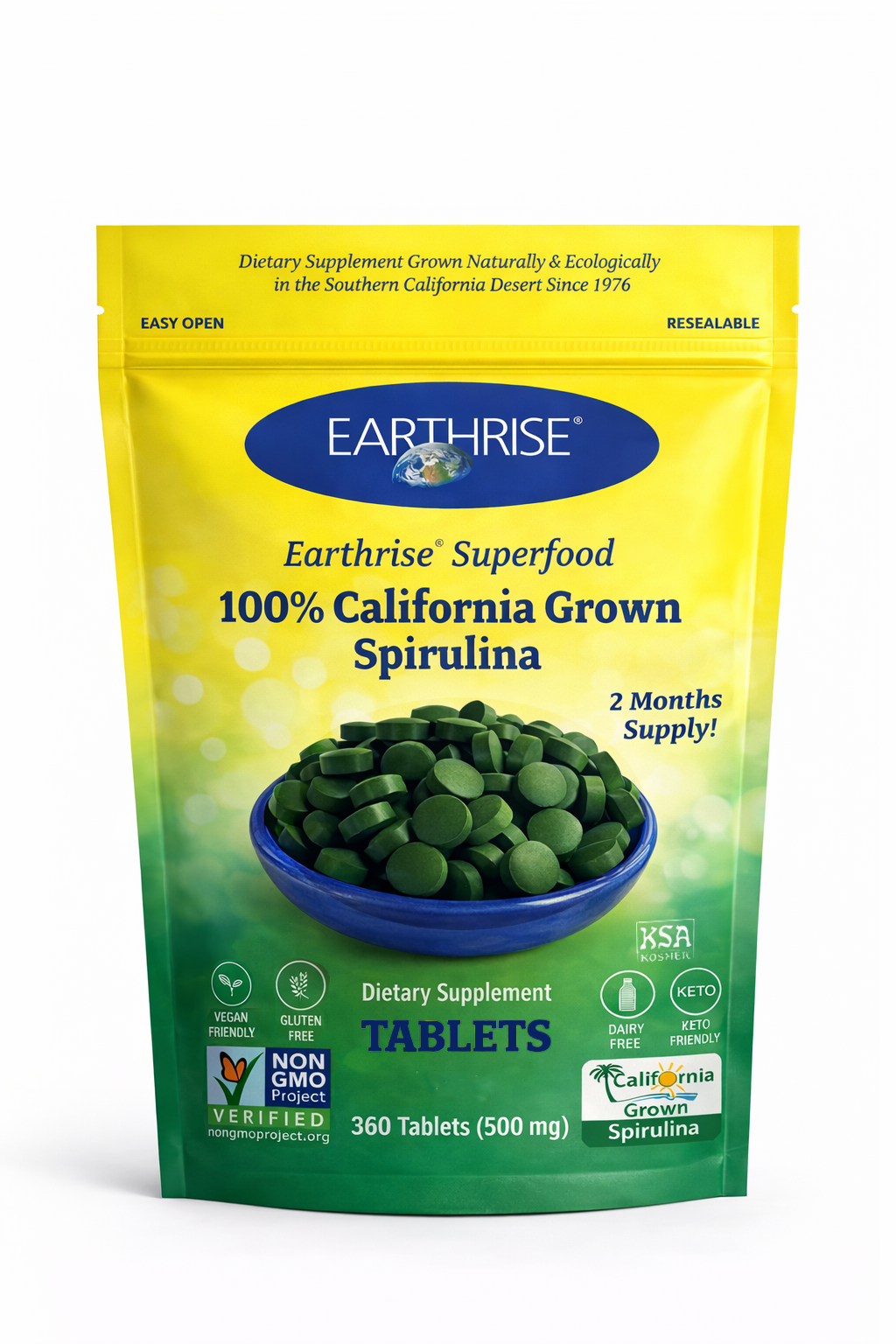 100% California Grown Spirulina Tablets - 360 Count