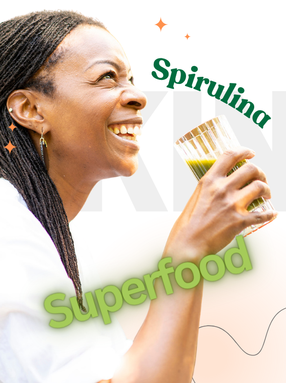 Woman enjoying a spirulina drink as part of a healthy daily wellness routine.