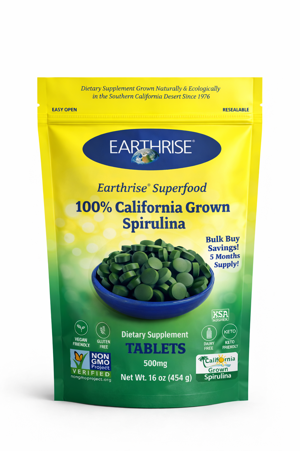 100% California Grown Spirulina Tablets - 1 lb bag