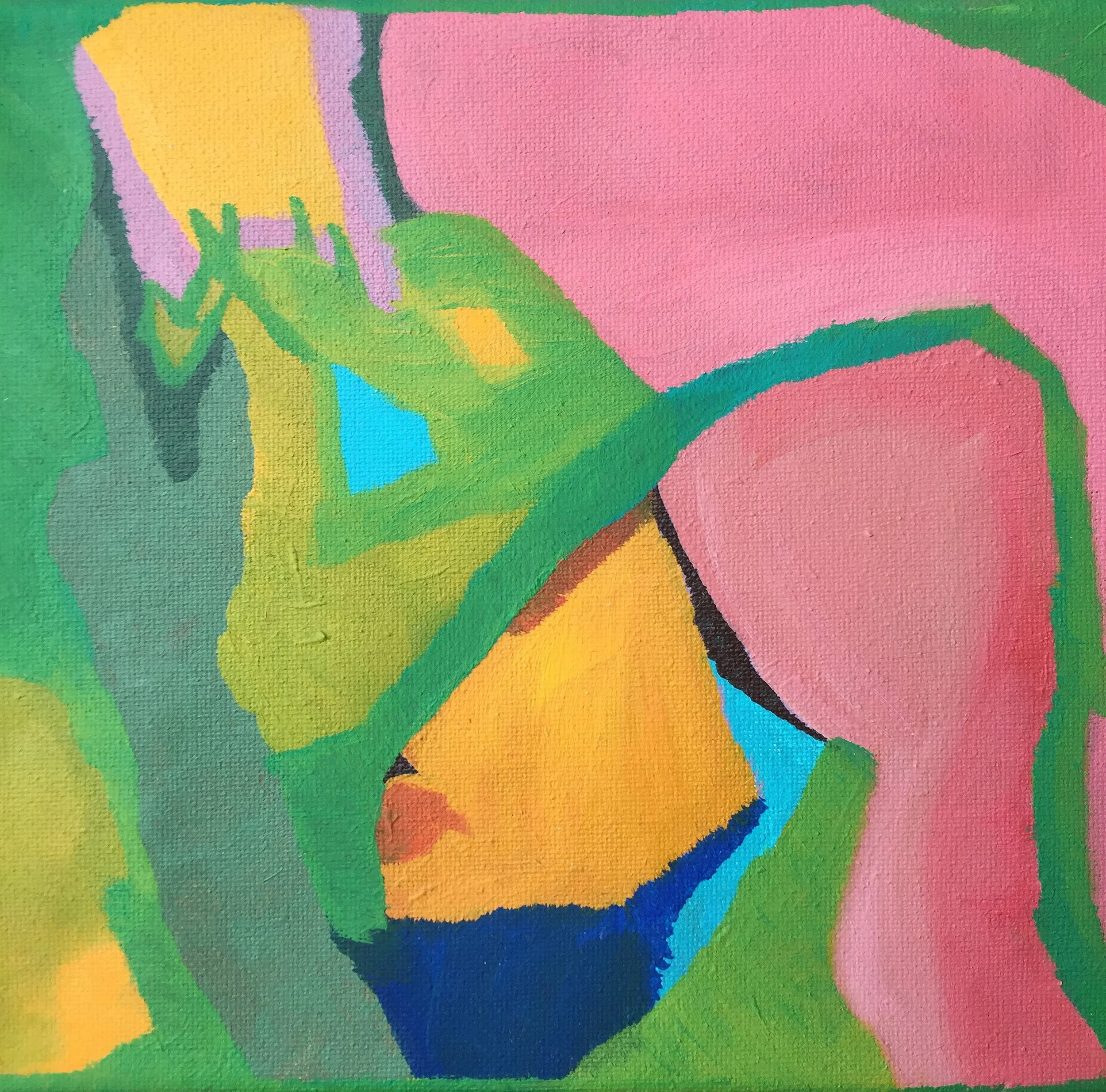 Pink, Yellow | Acrylic on canvas | 8 x 8 in | 20.3 x 20.3 cm