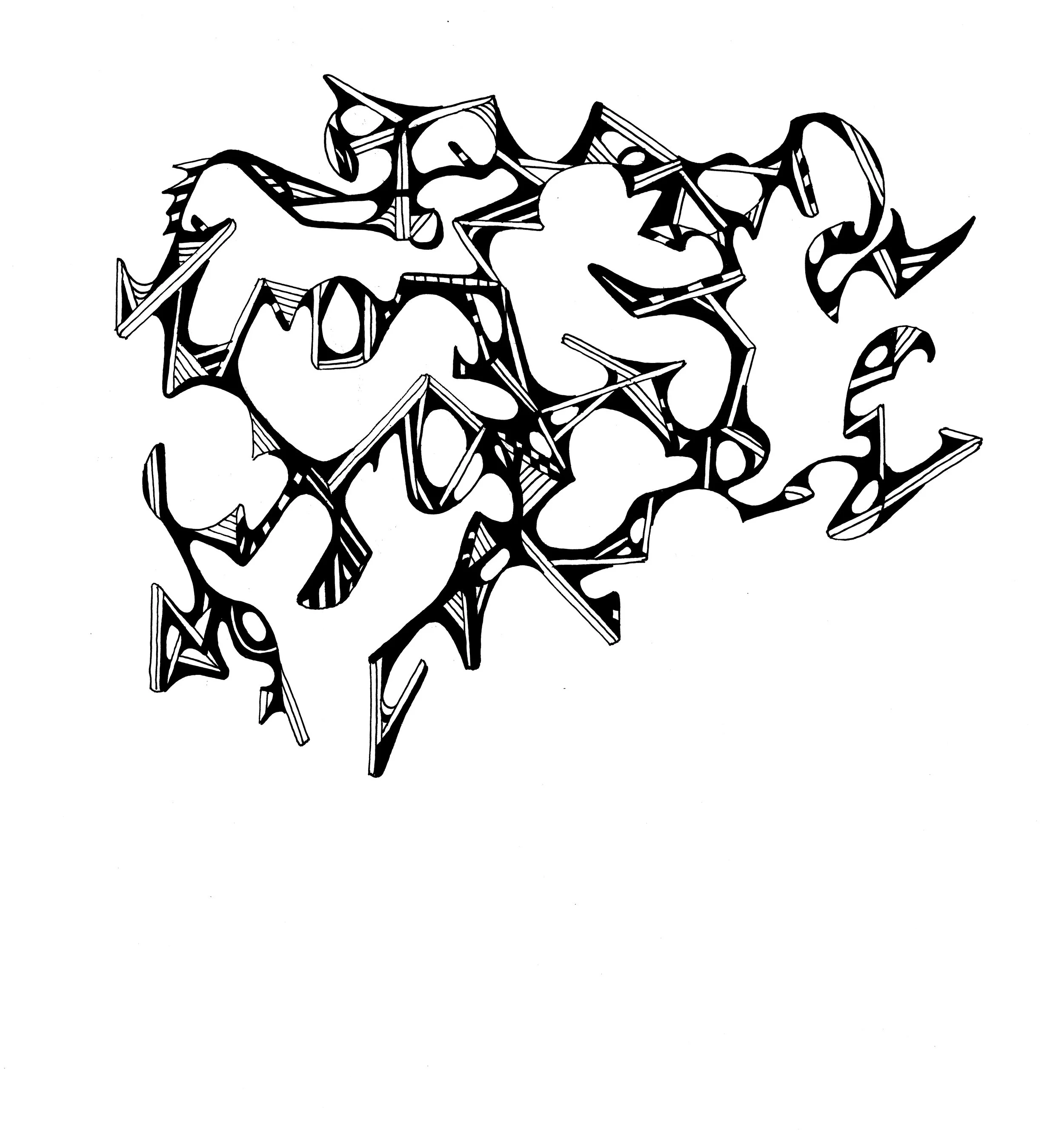 Open | Pen on paper | 8 x 7.5 inches 20.3 x 19 cm