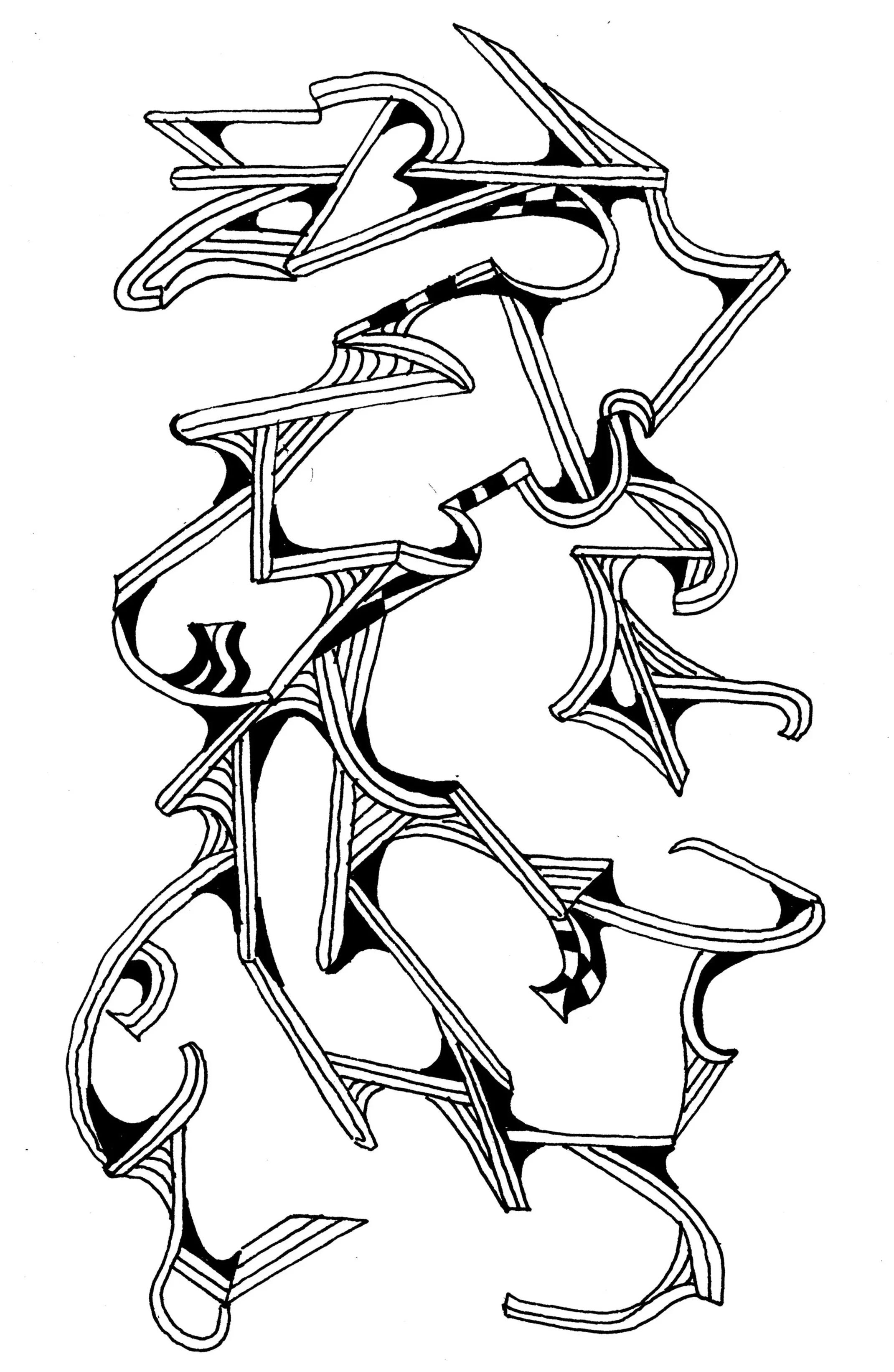 Lines 2 | Pen on paper | 5.8 x 3.75 inches 14.7 x 9.5 cm