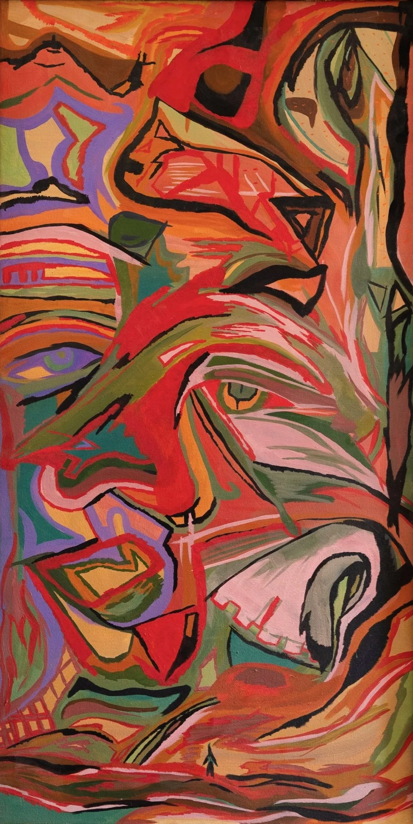 Twin 1 | Oil on canvas | 36 x 18 in | 91.4 x 45.7 cm | Wood frame (Not pictured)
