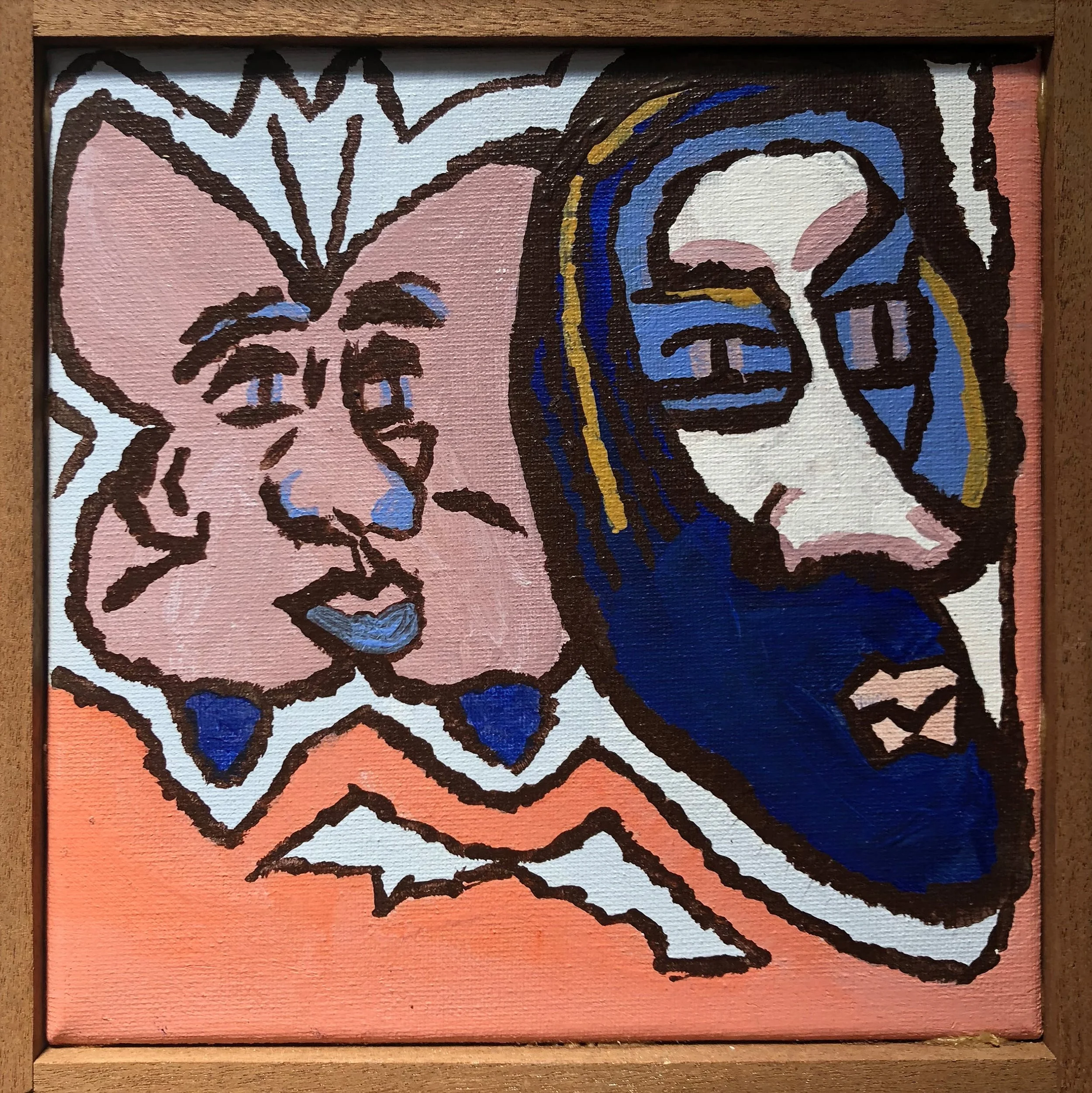 Moon Man | Acrylic on canvas | 8 x 8 in | 20.3 x 20.3 cm | Wood frame